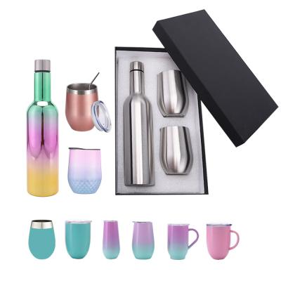 China Viable Tumbler Gift Set Reusable Insulated Wine Stainless Steel Vacuum Thermos Flask Gift Set for sale