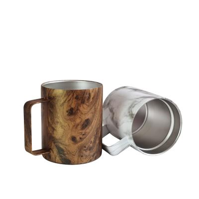 China Sustainable Funny Coffee Mug Mug Custom Printed Logo Portable Powder Coated Stainless Steel Beer Mug With Handle for sale