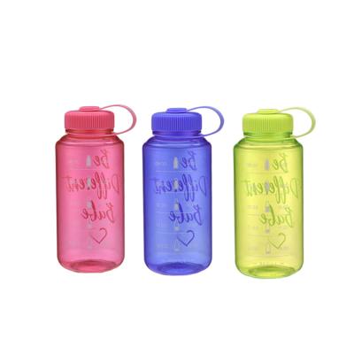 China 1 Liter Sustainable Plastic Water Bottle With Scale Line , Drink Water Bottle With Wide Mouth for sale