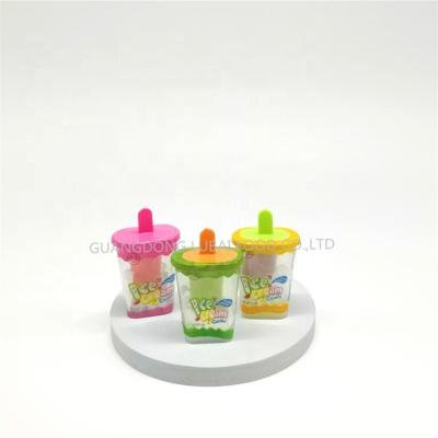 China Hot Selling Glucose Candy Fruit Flavor Ice Cream Lollipop Hard Candy With Powder for sale