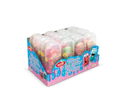 China Low Sugar Colorful Fruit Flavor Ice Cream Colorful Sweet Lollipop With Candy Ball for sale