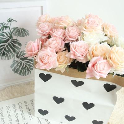 China High Quality Natural Wedding Party Birthday Artificial Silk Touch Rose Bush Flowers Latex Coated Decorative Flower for sale