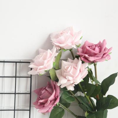 China Factory Wholesale Natural Moist Rose Fake Touch Real Touch Long 71cm Rose Flower For Wedding Decoration for sale