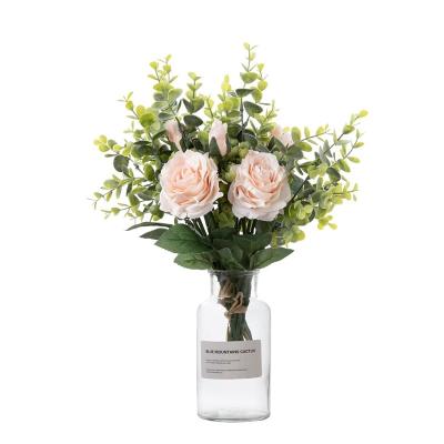 China Factory wholesale natural artificial velvet touch white flowers wedding centerpiece table decoration roses for sale