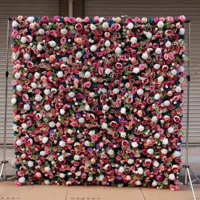 China Events Decoration OBD006 Wholesale Price Wedding Decoration 100x100cm Decorative Silk Flower Panels Artificial Flower Wall Backdrop for sale