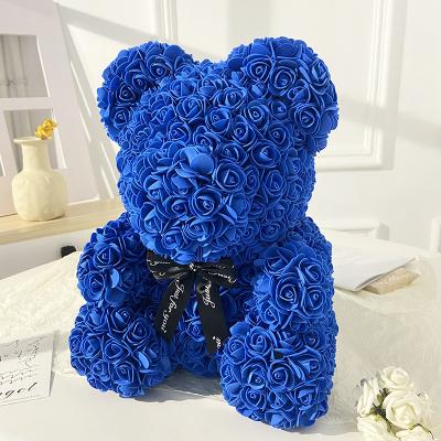 China Artificial Flower Bear Valentine's Day Decoration 40CM Teddy Rose Bear With Gift Box PE Gift Box for sale