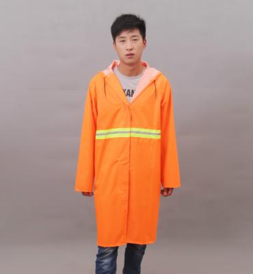 China 100% Road Safety Waterproof PVC Rain Coat With Tape Reflective Orange High Quality Low Price Fast Delivery Time for sale