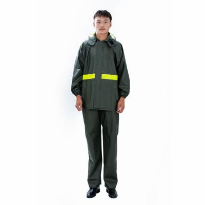 China 100% polyester gree dark color military high water resistance PU coating raincoat raincoat jackets raincoat suit for sale