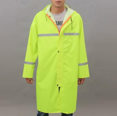 China 100% Hi-Strength Rain Coat Waterproof Fluorescent Green With Customizable Reflective Tape Safety Traffic Usage for sale