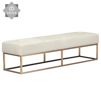 China Soft Padded Storage Fabric Stainless Steel Single Leg Bench Chairstorage Stretches Design Living Room Upholstered Bed End Bench for sale