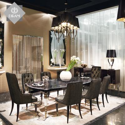 China Custom modern luxury unique shape dining table 10 seater dining table marble top ultra modern set for sale