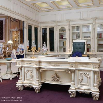 China Study room furniture luxury solid wood comfortable chair and high back table Foshan solid wood chair and table set for sale