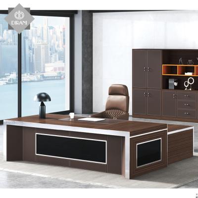 China L Shape Foshan Office Furniture New Design Luxury Desk L Shape Veneer President Office Table Executive Modern Wood Wooden Desk for sale