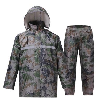 China Bachelorette Waterproof Clothing Camouflage Split Raincoat Adult Outdoor Climbing Split Raincoat PVC Oxford Raincoat Rain Pants Suit for sale