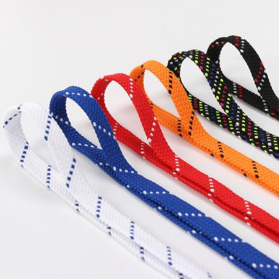 China New Arrival Flat Color Double Layer Trend Shoe Rope Flat Thick Laces Printed Waterproof Dog Boots With Shoelace Manufacturer for sale