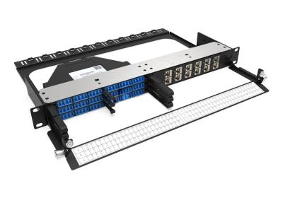 China Rongbang RBTX-PP03 1U High Density Hybrid Fiber & Copper Modular Panel 3 MPO/MTP to 72 LC Ports  12 Jack for Data Center for sale