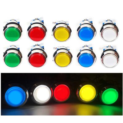 China LED Arcade Button 12v 33mm luminescent silver button for arcade jamma pandora's box fence BUTTON 33mm for sale