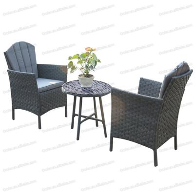 China Modern cheap high quality waterproof french outdoor setting coffee table set garden patio balcony rattan wicker chairs furniture for sale