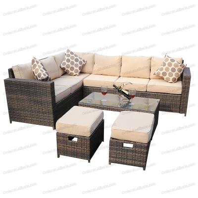 China White Rattan Sofa Chairs Garden Modern Waterproof High Back Wicker Outdoor Patio Furniture Sets for sale