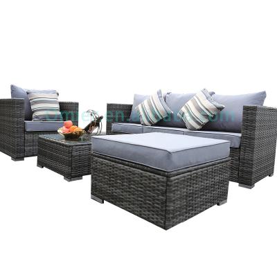 China Modern Modern Balcony Garden 4PCS Rattan Origin Outdoor Lounge Setting Table and Sofas Furniture Sets for sale