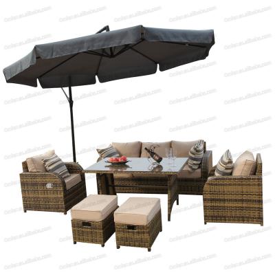 China Sofa Set With Luxury Recliner Modern Complete Wicker Dining Chairs Patio Rattan Furniture for sale