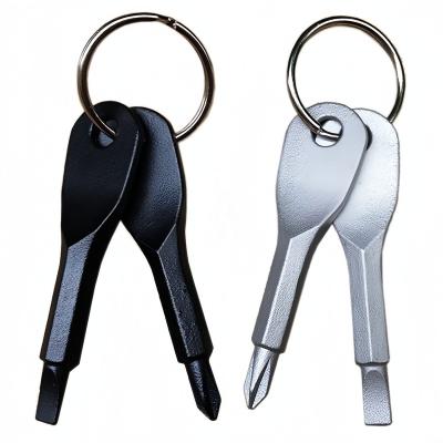 China Durable Portable screwdriver outdoor EDC portable multifunctional tool mini keychain cross slot screwdriver with keyring for sale