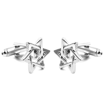 China High Quality ALLOY Hexagonal Star Silver Cufflinks For Men's Shirt Office French Cuff Link Buttons Jewelry Gift for sale