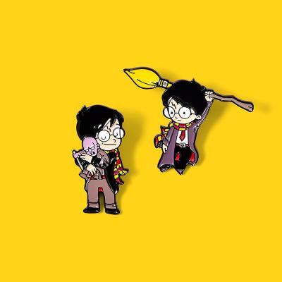 China Creative ALLOY Cartoon Character Harry Firebolt Potter Brooch Jewelry Accessories Enamel Brooch Badge Wholesale for sale