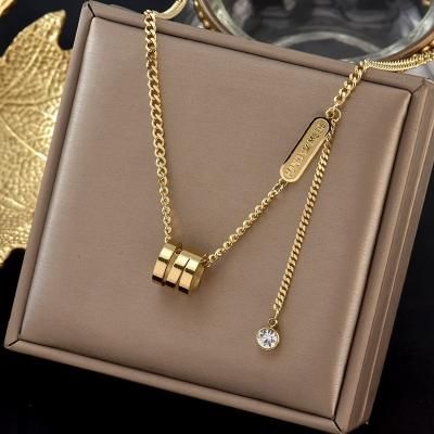 China New Design FASHIONABLE Spiral Cylinder Sense Gold Charm Titanium Steel Necklace For Woman Fashion Gothic Girl Clavicle Chain Scarves for sale