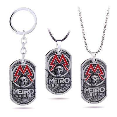 China Metal PC Game Metro Exodus 2033 Key Chain DogTag Metal Chain Mens Necklaces Vintage Charm Pendant Gifts For Kids Games Jewelry kolye for sale