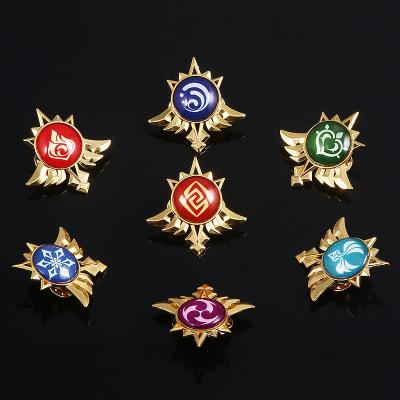 China ALLOY hot sale game Genshin effect brooches luminous metal badge glowing pins wholesale for sale