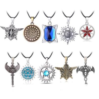 China Vintage Anime Butler Necklace Women Demon Necklaces Long Black Eye Pendant For Men's Link Chain Anime Fashion Jewelry Collares for sale