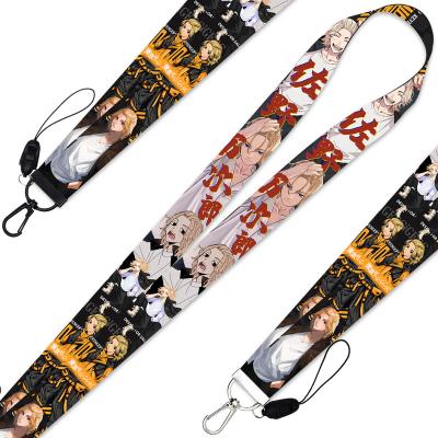 China Tokyo Avengers Key Chain Anime Accessories Manjiro Sano Nylon Neck Strap Phone Chain Work Bag Lanyard Cartoon Jewelry Men Gift ID Card for sale