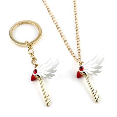 China Kidnapper Sakura Key Chain Necklace Kinomoto Sakura Star Wand Key Souvenir Gifts Promotion Card Key Clow Mirror Bird Choker Chain Anime Pendant Jewelry for sale