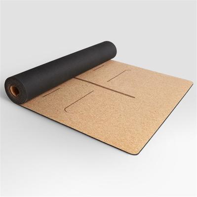 China Cork + rubber high quality gym can be customized LOGE pattern natural cork yoga mat for men and women for sale