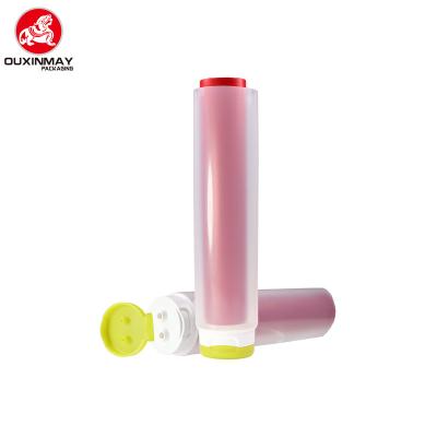 China Double Chamber Cosmetic Unsealed Cream Outer Tube Pack Cosmetic Twin Tube With Separate Flip Top for sale