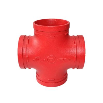 China Malleable Iron 4 Way Grooved Metal Pipe Fittings Cross Connector Customized for sale