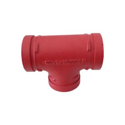 China Epoxy / Painted / Galvanized Ductile Iron Grooved Fitting Equal Pipe Tee Customized for sale