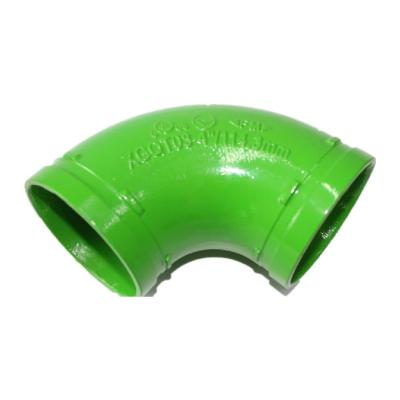 China Fire Protection Green Color Iron Cast 90 Degree Elbow 45 Degree Elbow Grooved Fittings For Sale for sale