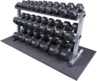 China Eco-friendly Cheap Home Adjustable Black Rubber Gym Strength Training 10kg 20kg 30kg 40kg Hex Dumbbell Set for sale