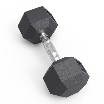 China Hex Rubbell Dumbbell Gym Strength Training Equipment 2 Kg Black Rubber Hex Dumbbell for sale