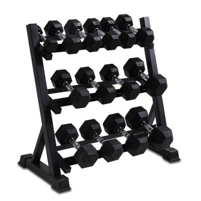 China Wholesale High Quality Low Price European Style Dumbbell Rack 3 Layer Fitness Equipment Dumbbell Rack Set With Rack for sale