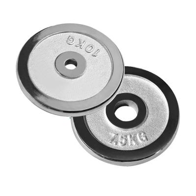 China Unisex High Quality Cast Iron Weight Plate Silver Barbell Dumbbell For Gym Equipment Fitness for sale