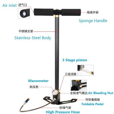 China Chasing Fun 4500 PSI New Wholesale New High Pressure Soft Rise 3 Stage Air Rifl Pump With Dry Air Filter Bomba for sale