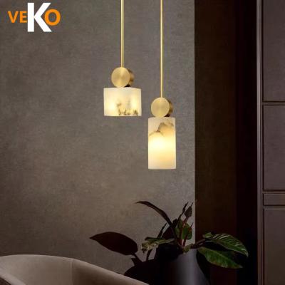 China Modern Marble Shade Brass Chandelier Light For Bedroom Modern Pendant Chandelier Bedside Pendant Light for sale