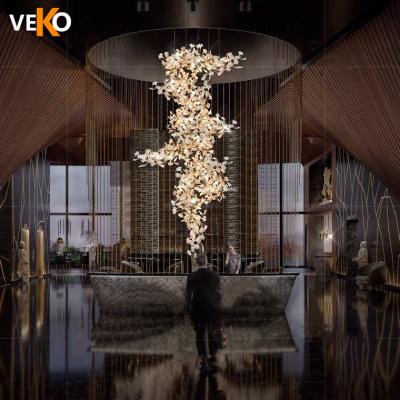 China Ginkgo Leaf Chandelier Luxury Hotel Lobby Modern Ceramic Ceiling Chandelier Living Room Chandelier Ceiling Luxury for sale