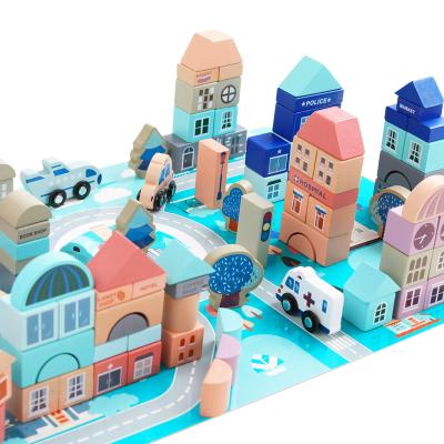 China Educational Toy Wooden Stacking City Building Blocks Building Blocks Building Blocks Best Selling Building Toy 2021 for sale