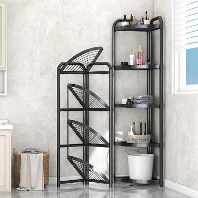 China Durable Durable Household Furniture Corner Organize 5 Tier 4 Layer Rack Kitchen Steel Wire Metal Storage Folding Shelf for sale