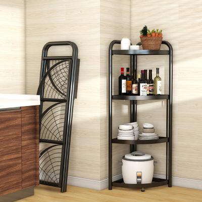 China Viable Foldable Kitchen Storage Shelf With Wheels Microwave Oven Rack 3tier-4tier-5tier Organize Shelf for sale