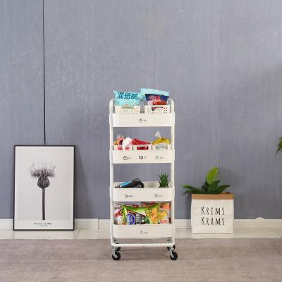 China 4 Tier Metal Utility Cart Modern Rolling Folding Carts For Bathroom Kitchen for sale